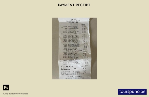 listo para imprimir plantilla de recibo de pago del supermercado Aldi Sud de Ale